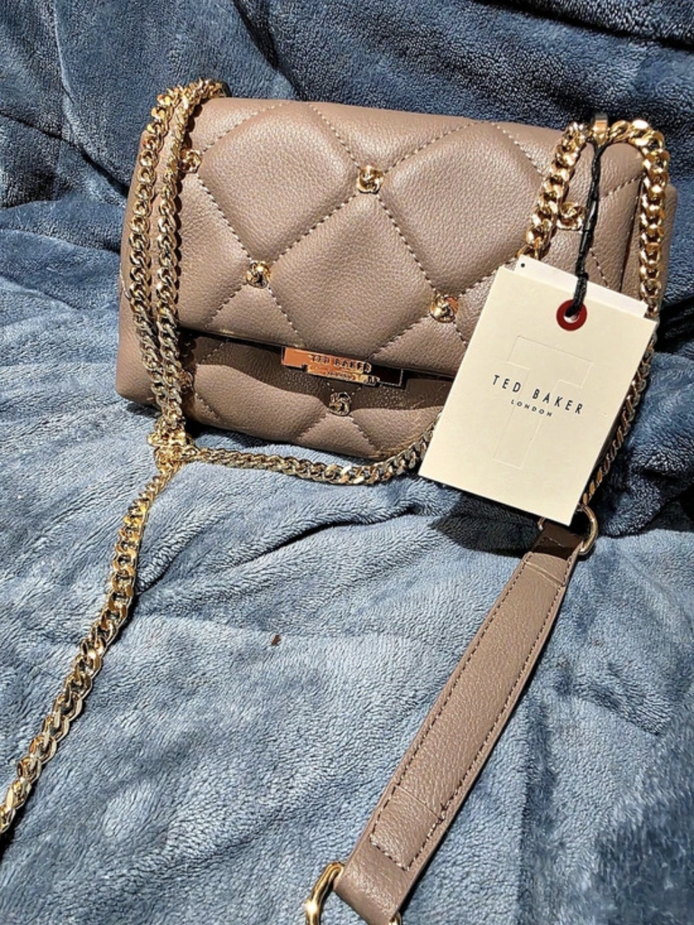 Ted Baker Ginn Quilted Leather Mini Crossbody Bag Brown